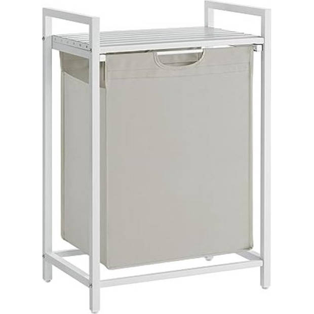 Parya Home Wasmand, wasemmer met plank, verwijderbaar, metalen frame, 65 l, 50 x 33 x 72 cm, wit