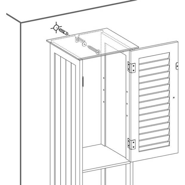 Payra home badkamermeubel, hoge kast met 2 lamellen deuren en met lade wit