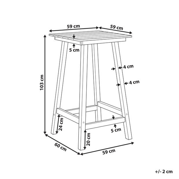 Beliani ADIRONDACK - Statafel-Grijs-Synthetisch materiaal