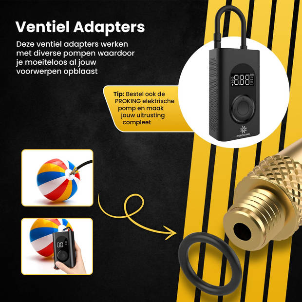 PROKING Ventiel Adapter Set 15 Stuks – Verloopnippel Set – Ventieladapters – Verloopnippels – Balnaalden – Geschikt V...