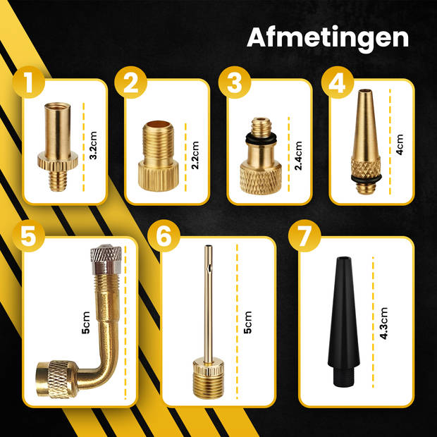 PROKING Ventiel Adapter Set 15 Stuks – Verloopnippel Set – Ventieladapters – Verloopnippels – Balnaalden – Geschikt V...