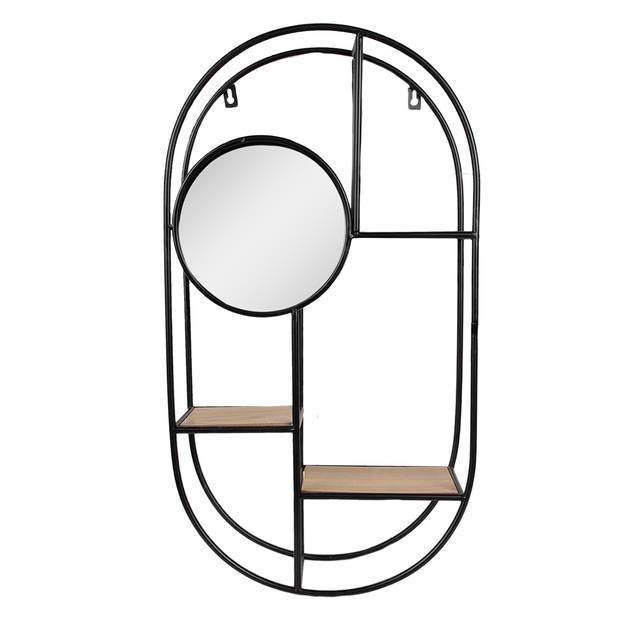 Clayre & Eef Spiegel 35x12x65 cm Zwart Ijzer Hout Passpiegel Zwart Passpiegel