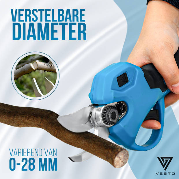 Vesto® Elektrische Snoeischaar - Draadloos met 2 Accu's en Opbergkoffer - Professioneel Takkenschaar voor 28mm