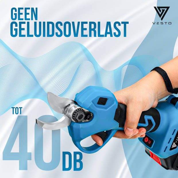 Vesto® Elektrische Snoeischaar - Draadloos met 2 Accu's en Opbergkoffer - Professioneel Takkenschaar voor 28mm