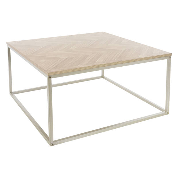 Salontafel 80x40 cm visgraatmotief eiken look met stalen frame ML design