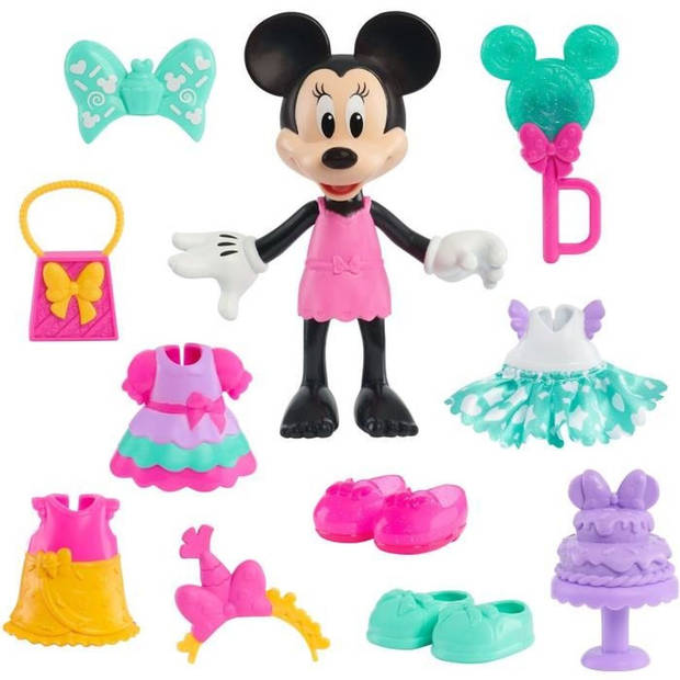 Poppendoos - DISNEY MINNIE MOUSE - 15 cm Sweet Party gelede figuur - Met kleding en accessoires