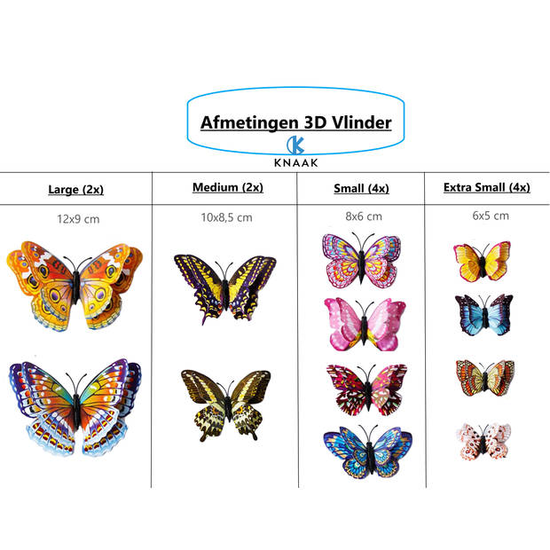 Knaak Glow in the Dark 3D Vlinders Muurstickers Decoratie - Multicolor