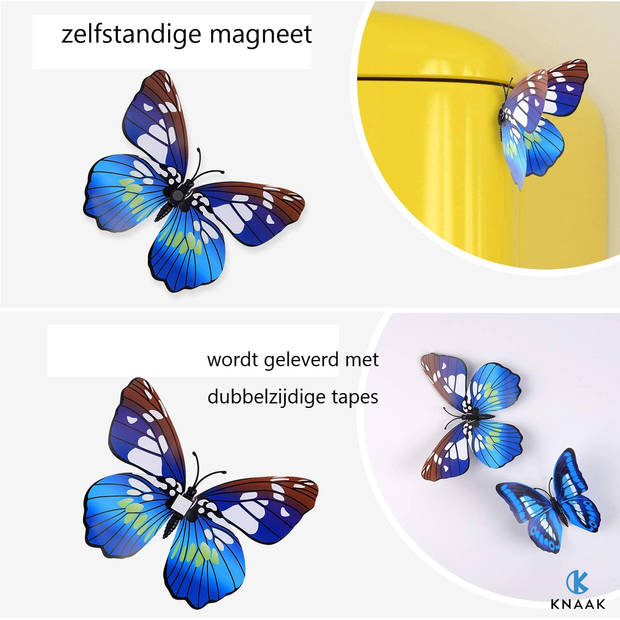 Knaak 3D Vlinders Muurstickers Decoratie - Blauw - Ocean Blue