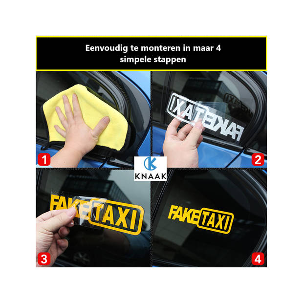 Knaak "Fake Taxi" Autosticker - 2 stuks - Zwart en Geel - Nep Taxi