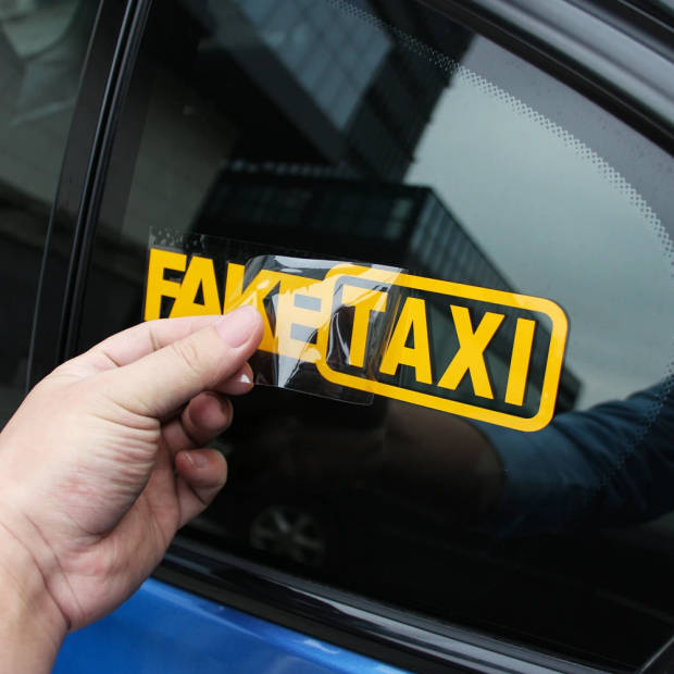 Knaak "Fake Taxi" Autosticker - 2 stuks - Zwart en Geel - Nep Taxi