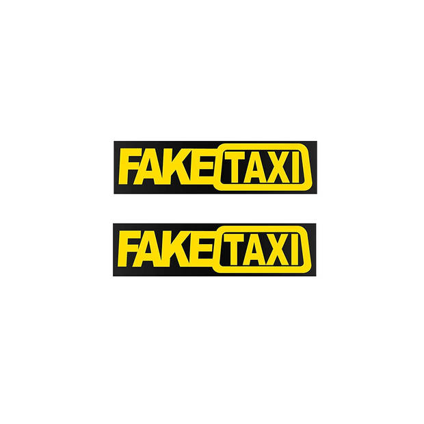 Knaak "Fake Taxi" Autosticker - 2 stuks - Zwart en Geel - Nep Taxi