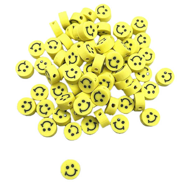 Knaak Smiley Emoji Kralen - 50 stuks - 10 mm - Geel