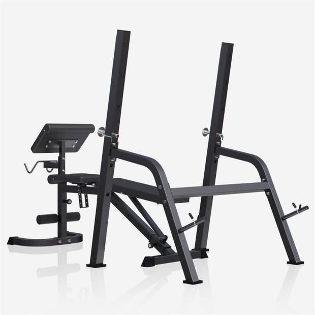 Gorilla Sports Halterbank met Squat Rack - Haltersteunen met 6 standen - Zwart