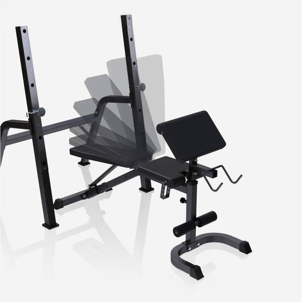 Gorilla Sports Halterbank met Squat Rack - Haltersteunen met 6 standen - Zwart