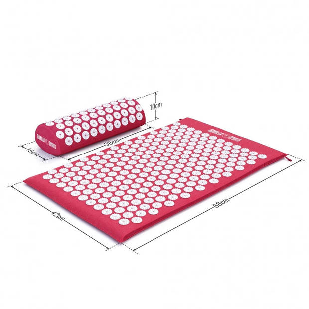 Gorilla Sports Acupressuur mat - Spijkermat - Rood