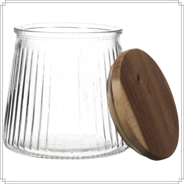 OTIX Voorraadpot - Glas - met Deksel - Snoeppot - 650ml - Acacia - Wood - SIRIUS