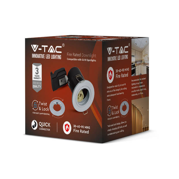 V-TAC VT-703 LED Downlights - Twist en Lock Fittingen - IP20 - Chroom