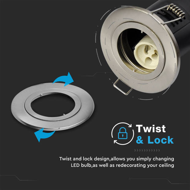 V-TAC VT-703 LED Downlights - Twist en Lock Fittingen - IP20 - Chroom