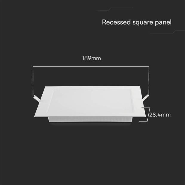 V-TAC VT-61012SQ-S LED Mini-panelen - Verlichte Serie Inbouw - Vierkant - Samsung - IP20 - Wit - 12 Watt - 1200 Lumen -