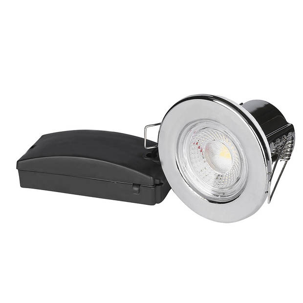 V-TAC VT-885-C LED Downlights - PRO Brandwerend Geïntegreerd - Samsung - IP65 - Chroom - 5 Watt - 500 Lumen - 6400K