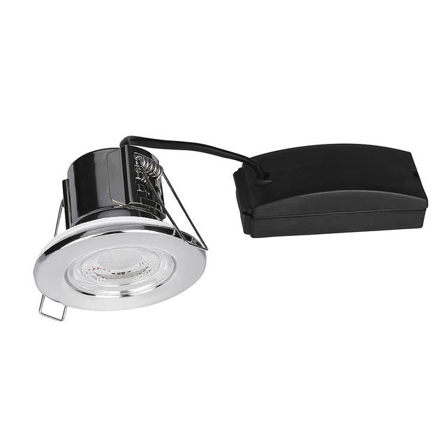 V-TAC VT-885-C LED Downlights - PRO Brandwerend Geïntegreerd - Samsung - IP65 - Chroom - 5 Watt - 500 Lumen - 6400K