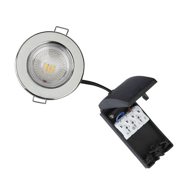 V-TAC VT-885-C LED Downlights - PRO Brandwerend Geïntegreerd - Samsung - IP65 - Chroom - 5 Watt - 500 Lumen - 6400K