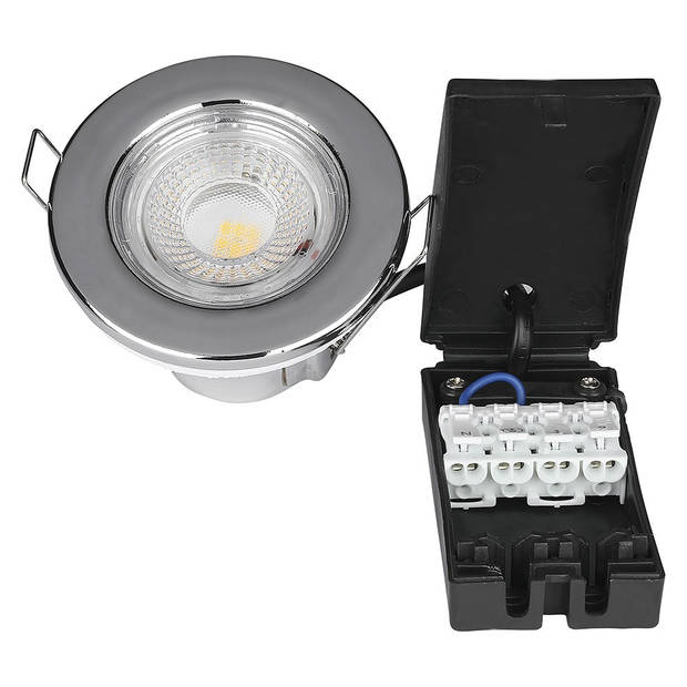 V-TAC VT-885-C LED Downlights - PRO Brandwerend Geïntegreerd - Samsung - IP65 - Chroom - 5 Watt - 500 Lumen - 6400K