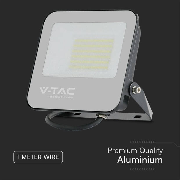 V-TAC VT-44051 LED Schijnwerpers - 160lm Slimline Serie - IP65 - Zwarte behuizing - 50 Watt - 8000 Lumen - 4000K -