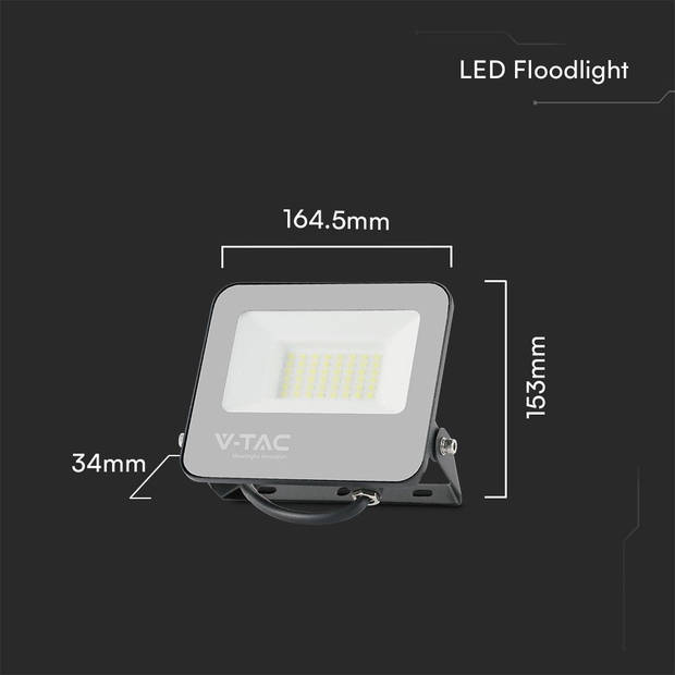 V-TAC VT-44034 LED schijnwerpers - IP65 - Zwart - 30 Watt - 2310 Lumen - RGB+6500K