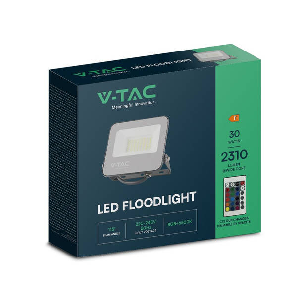 V-TAC VT-44034 LED schijnwerpers - IP65 - Zwart - 30 Watt - 2310 Lumen - RGB+6500K