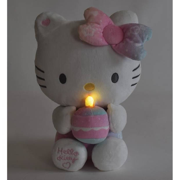 Hello Kitty Interactieve Pluche Verjaardag +/- 26 cm - JEMINI - Interactieve muziek, kaars en gelach.