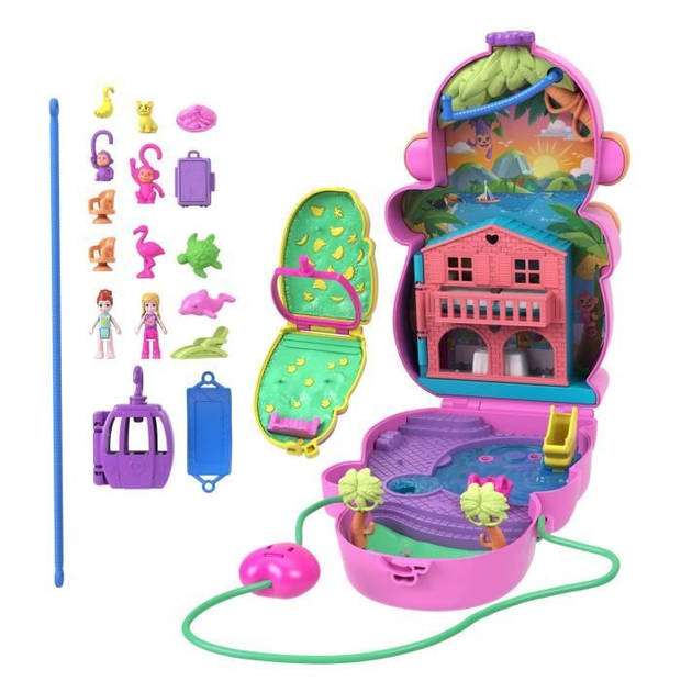 Polly Pocket-Mama Aap en Haar Baby-Box met 2 minifiguren HWP04