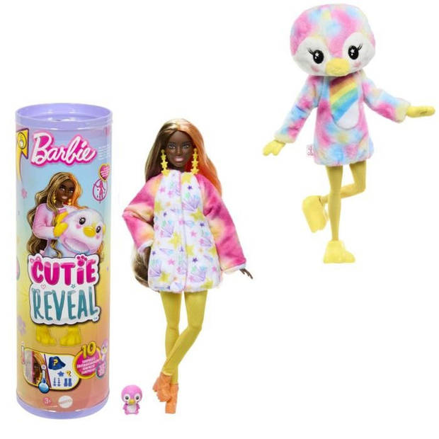 Barbie-Barbie Cutie Reveal-Kleurrijke Reveal-pinguïnpop en 10 verrassingen HRK40