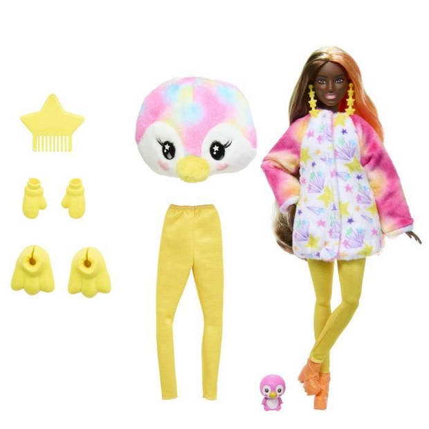 Barbie-Barbie Cutie Reveal-Kleurrijke Reveal-pinguïnpop en 10 verrassingen HRK40