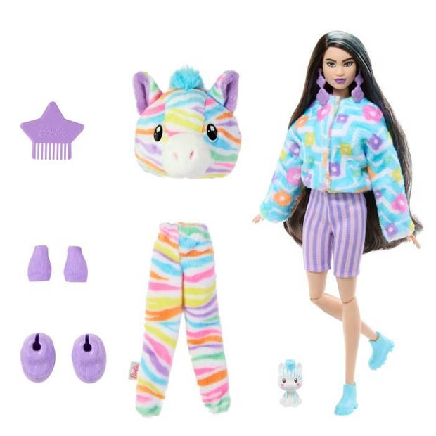 Barbie-Barbie Cutie Reveal-Kleurrijke droomzebrapop met 10 verrassingen HRK39