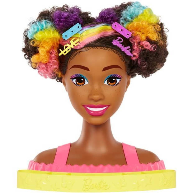 Barbie - Ultra Hair - Hoofd? Styling van donkerbruin kroeshaar regenbooghaar - Mannequin pop - 3 jaar en + - BARBIE - HM