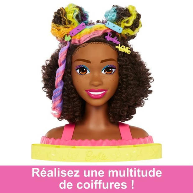 Barbie - Ultra Hair - Hoofd? Styling van donkerbruin kroeshaar regenbooghaar - Mannequin pop - 3 jaar en + - BARBIE - HM