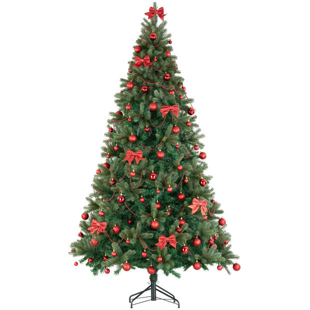 tectake® Kunstkerstboom - 210 cm - Realistische Uiterstraling - dichte diepgroene naalden - inclusief standaard