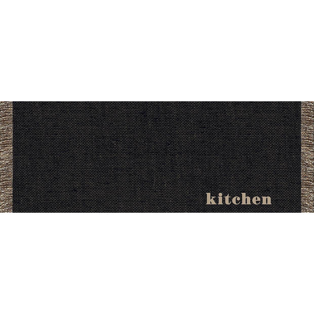 MD Entree - Vloerkleed - Keukenloper - Cook & Wash - Woven Black - 50 x 150 cm