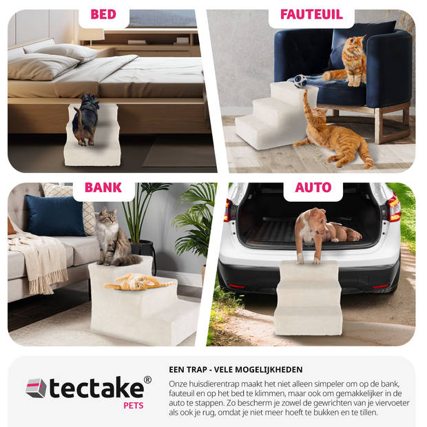 tectake® hondentrap of kattentrap - huisdiertrap - instaphulp met hoes - beige