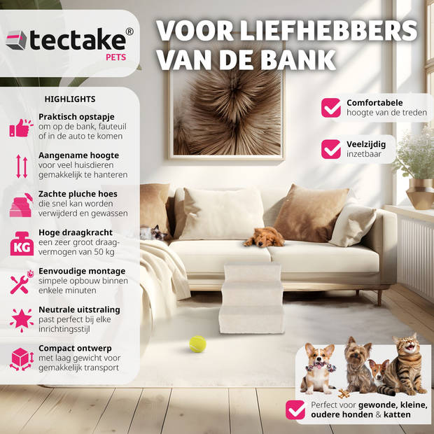 tectake® hondentrap of kattentrap - huisdiertrap - instaphulp met hoes - beige