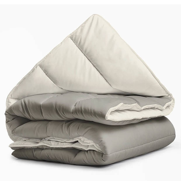 Zavelo Easy All-in-one-Dekbed Creme/Khaki-Lits-Jumeaux (240x200 cm)