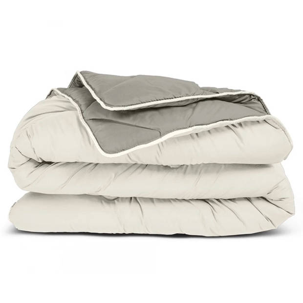 Zavelo Easy All-in-one-Dekbed Creme/Khaki-Lits-Jumeaux (240x200 cm)