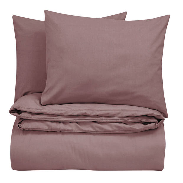 DoubleDry Dekbedovertrek Uni - 100% natuurlijk katoen - 140x200/220 - oud roze