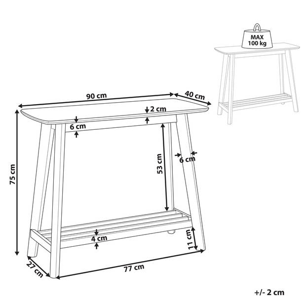 Beliani TULARE - Consoletafel-Lichte houtkleur-Rubberhout, MDF