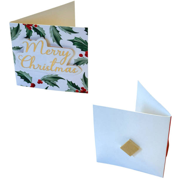 Kerst - Dubbele Cadeaulabel Kaart - Handgemaakt - 5.5x5.5 cm - 24 Stuks