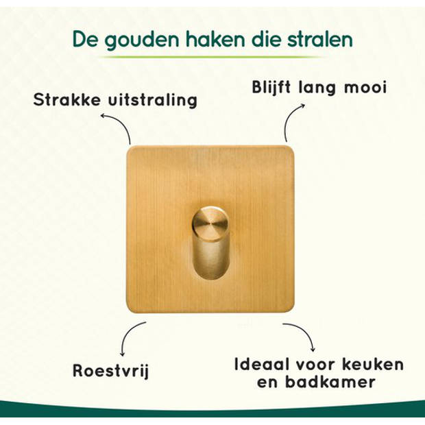 Handdoekhaakjes Goud - 2 stuks - Zelfklevende Haakjes Badkamer - Handdoekhouder zonder Boren