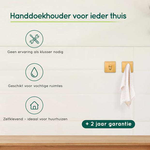 Handdoekhaakjes Goud - 2 stuks - Zelfklevende Haakjes Badkamer - Handdoekhouder zonder Boren