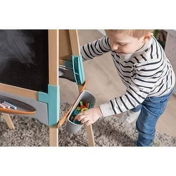 Smoby - Dubbelzijdig houten bord - Krijtleisteen en magnetisch wit - Opvouwbaar - 80 accessoires