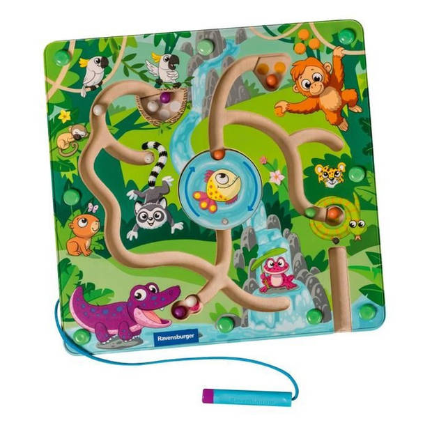 Ravensburger -PLAY+ - Houten magnetisch doolhof In de jungle - Vanaf 18 maanden - Franse versie - 34018